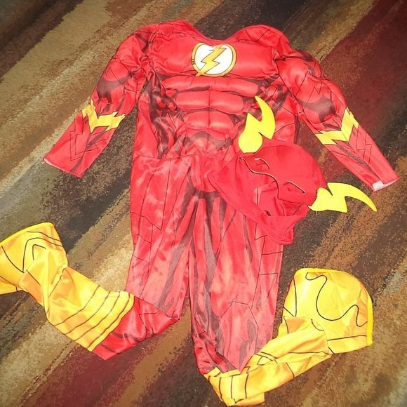 Rubie's Other - RUBIES HALLOWEEN COSTUME JUSTICE LEAGUE FLASH MUSCLE JUMPSUIT & MASK BOYS SIZE M